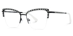 Half Rim Cat Eye Glasses With Rhinestones