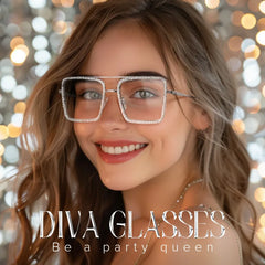 Diva Sparkle Glitter Glasses, Silver Eyeglass Frames
