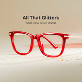 Selena Rectangle Transparent Red Glasses for Women | ZEELOOL