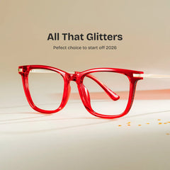 Selena Rectangle Transparent Red Glasses for Women | ZEELOOL
