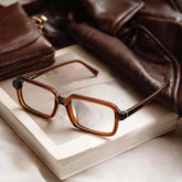 Danielle Walnut glasses - Brown Rectangle Frames | ZEELOOL