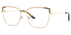 Square Metal Glasses With Pink and Tortoise Color