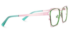 Foday Pink Green Metal Frame Glasses With Geometric Shape