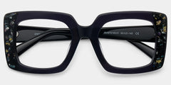 Sable Thick Black Square Frame Glasses with Colored Diamonds | ZEELOOL