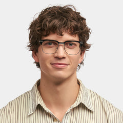 Boyde Black Eyeglasses with Browline Design