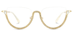 Half Frame Cat Eye Glasses With Shiny Diamonds