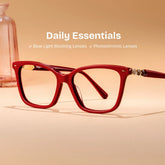 Theo Acetate Red Frame Glasses with Square Shape | Zeelool