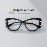 Cat eye Black Eyeglasses- Maggie Mixed Frame Glasses