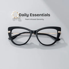 Cat eye Black Eyeglasses- Maggie Mixed Frame Glasses