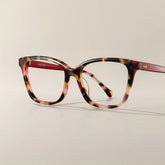 Lena Square Pink Tortoise Frame Eyeglasses for Woman| ZEELOOL