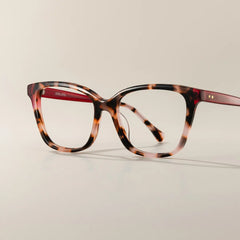 Lena Square Pink Tortoise Frame Eyeglasses for Woman| ZEELOOL