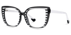 Large Black White Eyeglasses Frames With Cat Eye Shape
