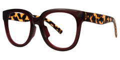 Harrell Square Eyeglasses with Dark-Red Frame
