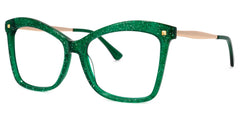 Isaebella Butterfly Green Glitter Frame Glasses for Women