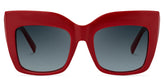 Alberta Rectangle Sunglasses with Red Frames
