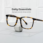 Rectangle Tortoise Eyeglasses- Aidan Acetate Frame Glasses