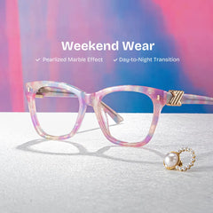 Square Purple Eyeglasses- Mae Acetate Frame Glasses