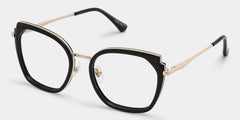 Black Metal Frame Glasses With Wide Size For Women