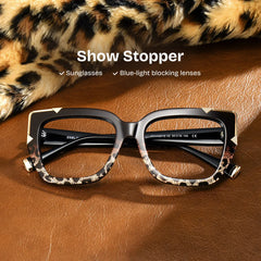 Dax Square black leopard print Frame Eyeglasses for Women| ZEELOOL