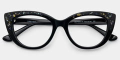 Elora Cat-Eye Black Glitter Glasses Frames with Diamond Chips | ZEELOOL