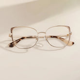 Tessa Khaki Gold Frame Glasses with Cat eye Frame Online | ZEELOOL