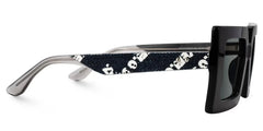 Tiffaney Black Square Sunglasses with Black Denim Temples