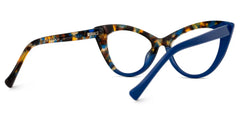 Maxine Cateye Eyeglasses with Blue-Tortoise Frames