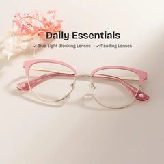 Lacey Pink Matte Frame Glasses with Browline Frame Online | ZEELOOL