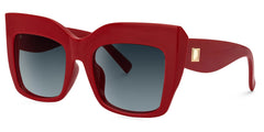 Alberta Rectangle Sunglasses with Red Frames