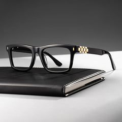 Men's Black Eyeglasses With Rectangle Shape