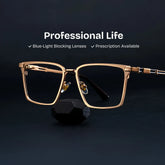 Finn Eyeglasses in Rectangle Gold Frame | Zeelool