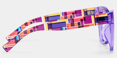 Malcolm Large Clear Purple Glasses with Colorful Plaid Arms | Zeelool