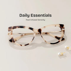 Cat eye Tortoise Eyeglasses- Maggie Mixed Frame Glasses