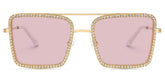 Diva Frame Sunglasses, Gold Glitter Sparkle Square Eyeglasses