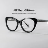Kiera Black Cat Eye Glasses Frames in Dark Gray Glitter | ZEELOOL
