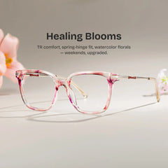 Jacqui Pink Flower Tortoise Square Glasses Frames | ZEELOOL