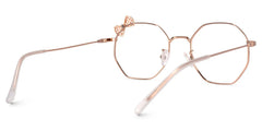Kaitlyn Geometric Rose-Gold Thin Frame Glasses with Bow