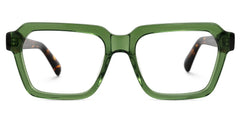 Richard Rectangle Green Eyeglasses and Tortoise Temples