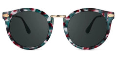 Quentina Round Blue Floral Frame Sunglasses | Zeelool