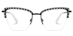 Half Rim Cat Eye Glasses With Rhinestones