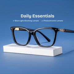 Theo Acetate Black Frame Glasses with Square Shape | Zeelool