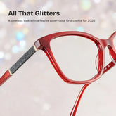 Finnian Red Square Glasses Frames with Black Glitter Fabric | ZEELOOL