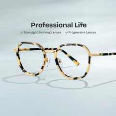 Mitchell Mixed Tortoise Frame Glasses with Geometric Shape | Zeelool