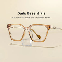 Mabel Eyeglasses in Square Beige Frame | Zeelool