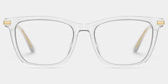 Selena Rectangle Clear White Glasses Bling Frames | ZEELOOL