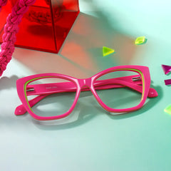 Blaise Pink Green Frame Glasses with Cat eye Frame Online | ZEELOOL
