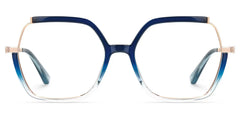 Alexia Mixed-Materials Square Blue Frame Glasses | Zeelool