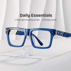 Trent Eyeglasses in Rectangle Blue Frame | Zeelool