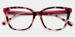 Lena Square Pink Tortoise Frame Eyeglasses for Woman| ZEELOOL