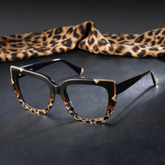 Dax Square black leopard print Frame Eyeglasses for Women| ZEELOOL